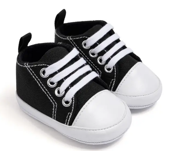 Baby Shoes 2 Pairs - Navy Check and Black and White