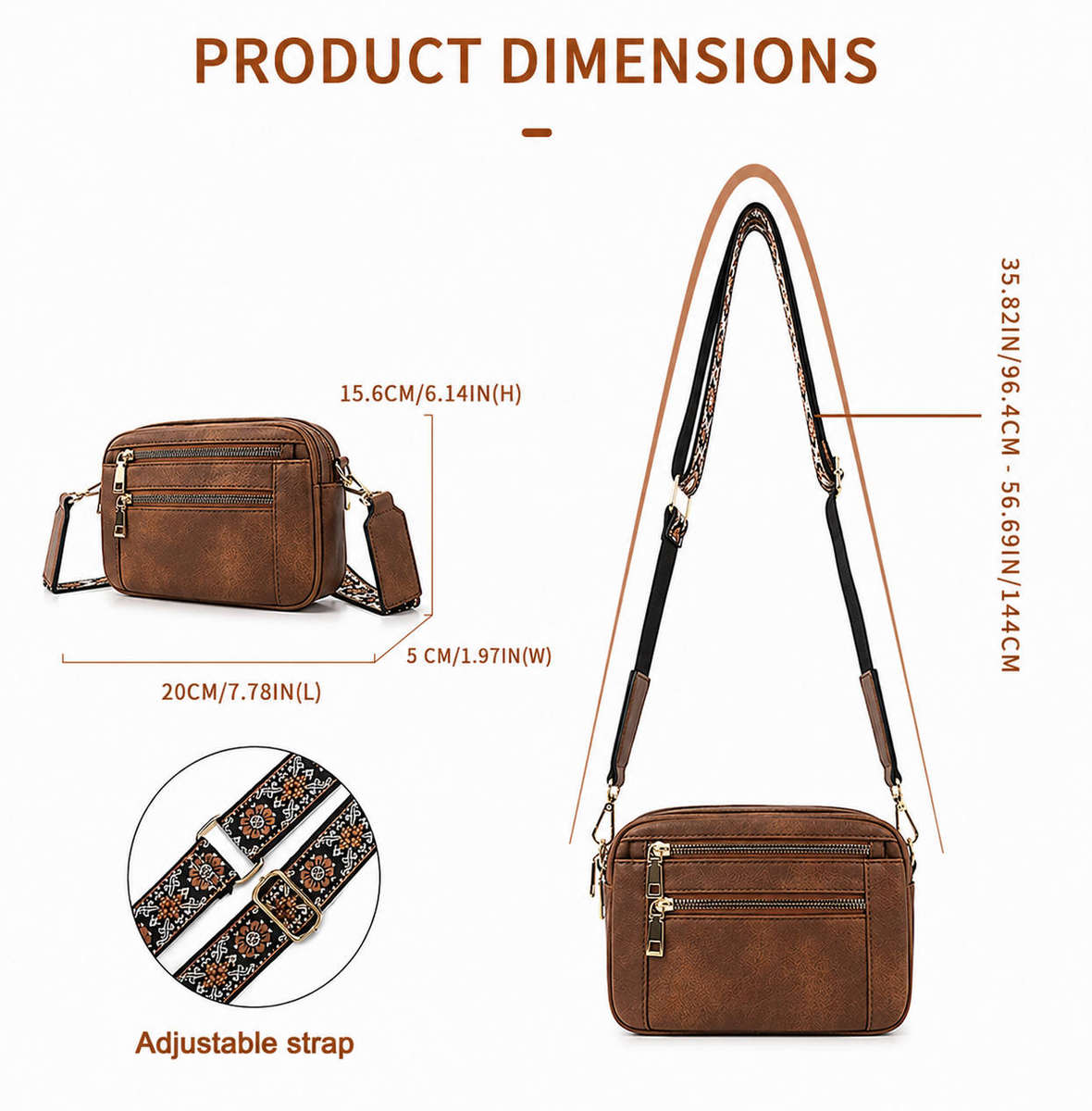 Vintage Style Shoulder and Crossbody Bag - Tan
