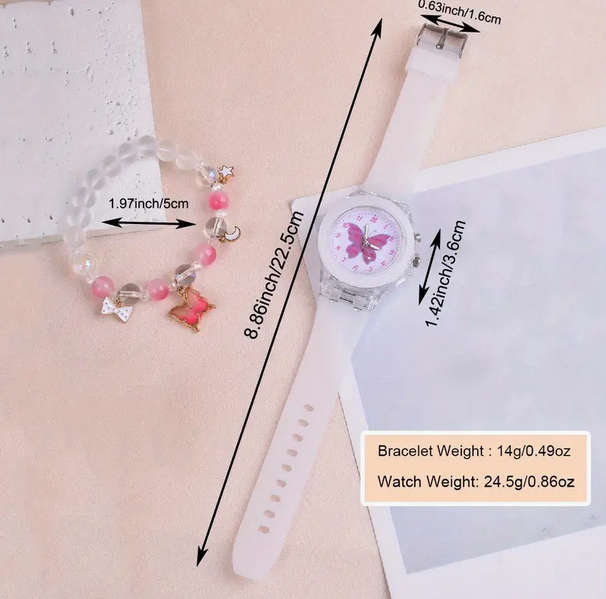 Butterfly Led Light Watch and Bracelet Set