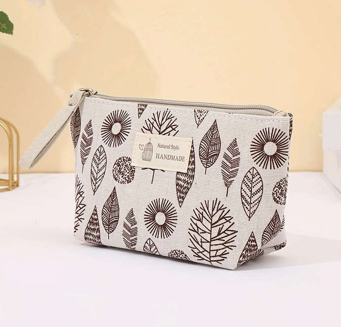 Canvas Makeup Bag with 5 PCS Birchwood Makeup Brush Set