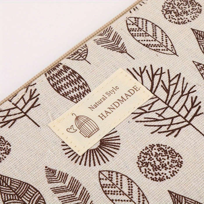 Canvas Makeup Bag with 5 PCS Birchwood Makeup Brush Set