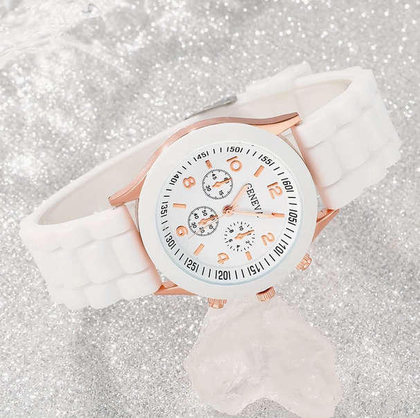 Watch and Bracelet Set - White and Rose Gold