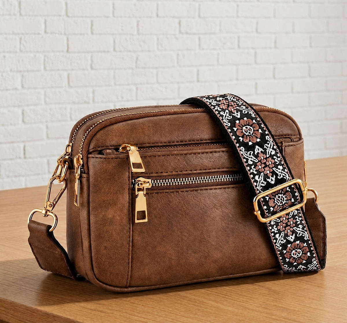 Vintage Style Shoulder and Crossbody Bag - Tan