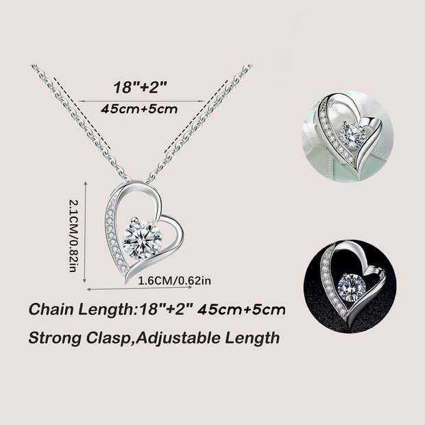 Love Heart Pendant Necklace with Gift Card and Gift Box