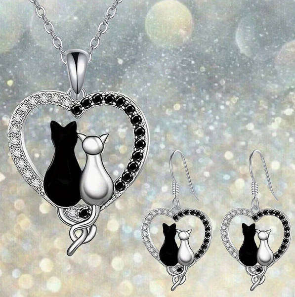 Heart shaped Necklace and Earrings Set