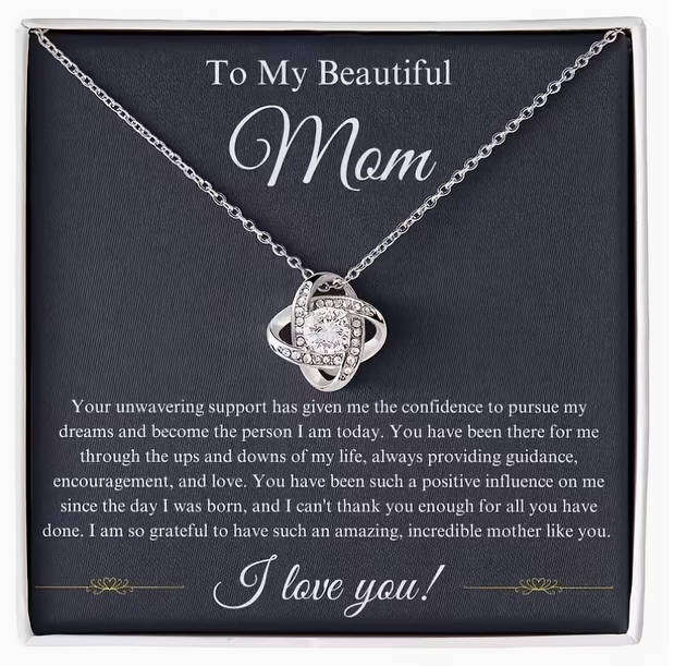 Love Knot Pendant Necklace with Gift Card and Gift Box