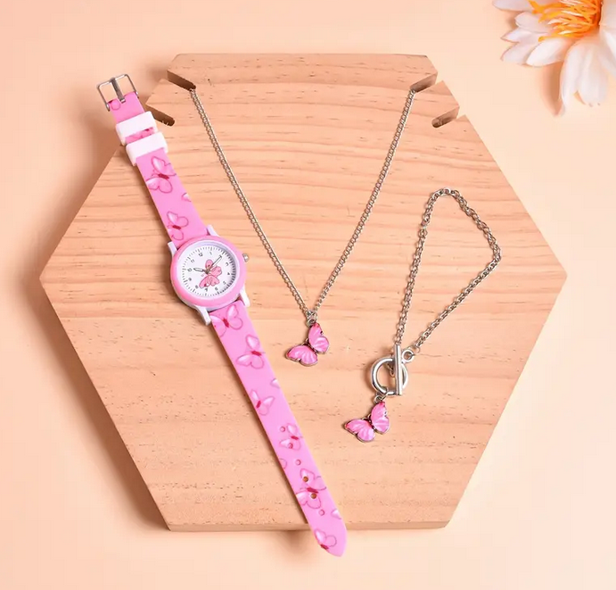 Butterfly Watch Necklace and Bracelet Set