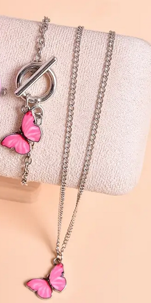 Butterfly Watch Necklace and Bracelet Set