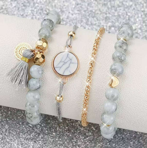 Watch and Bracelet Set - White and Rose Gold