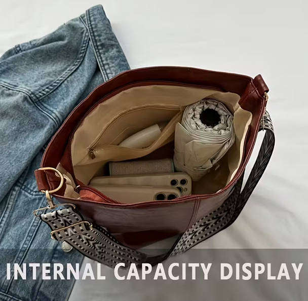 Vintage Style Shoulder and Crossbody bag - Dark Tan