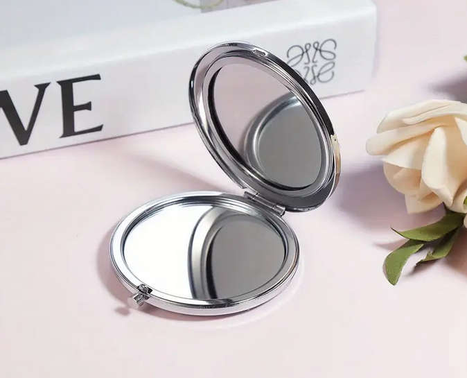 Sandalwood Hair Brush Silver Makeup Mirror and Earrings