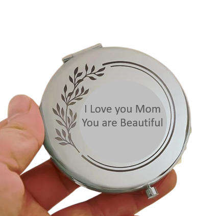 Sandalwood Hair Brush Silver Makeup Mirror and Earrings