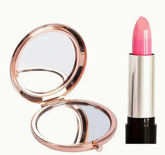 Beautiful Sandalwood Hair Brush, Rose Gold Makeup Mirror, Silver Earrings for Mom in a Raw Linen Bag