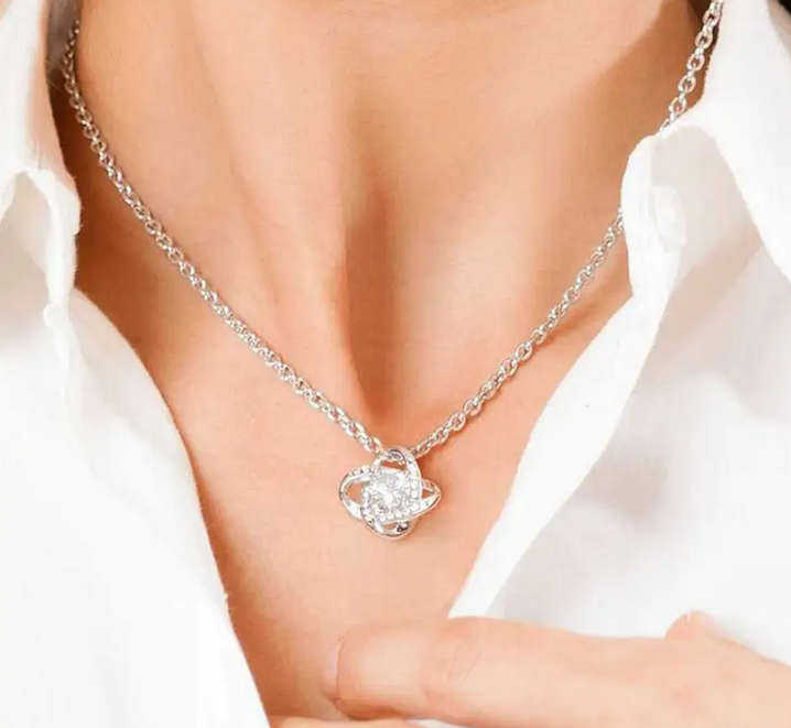 Beautiful Gift from Daughter to Mother Love Knot Pendant Necklace with Gift Card and Gift Box