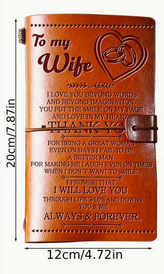 Vintage Heart Message Embossed Journal with Wrap Closure