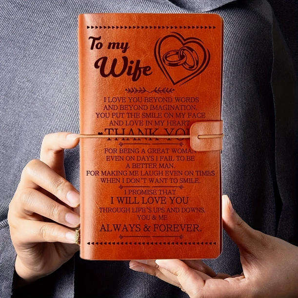 Vintage Heart Message Embossed Journal with Wrap Closure