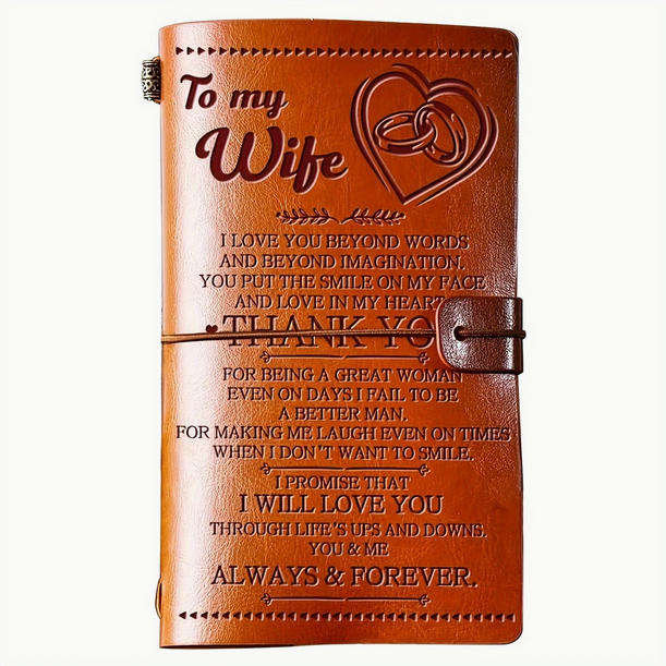 Vintage Heart Message Embossed Journal with Wrap Closure