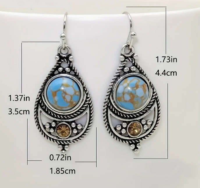 Vintage Style Earrings and Bracelet Set - Turquoise