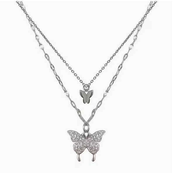 Double Layer Butterfly Necklace
