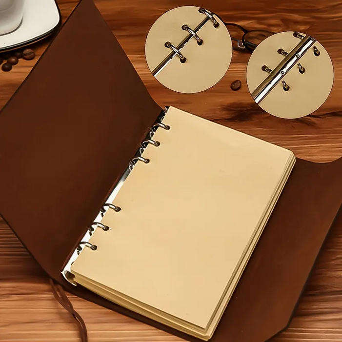 Vintage Compass Embossed Journal with Wrap Closure - Brown