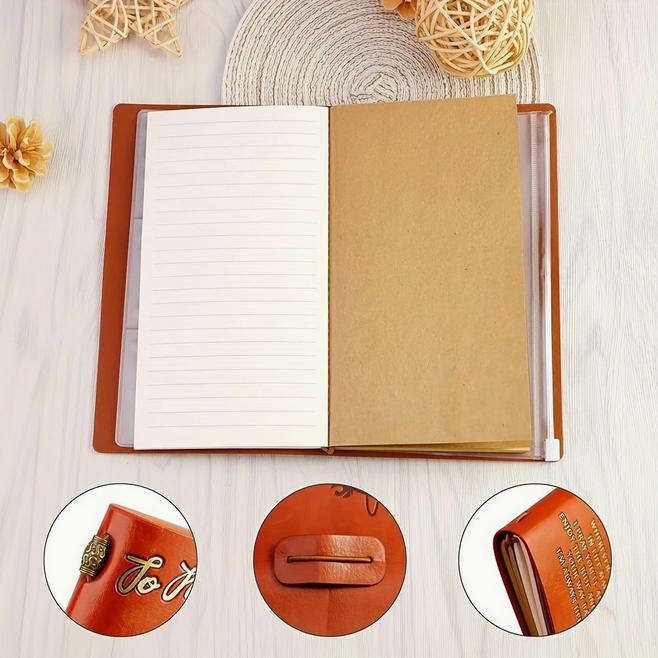 Vintage Message Embossed Journal with Wrap Closure