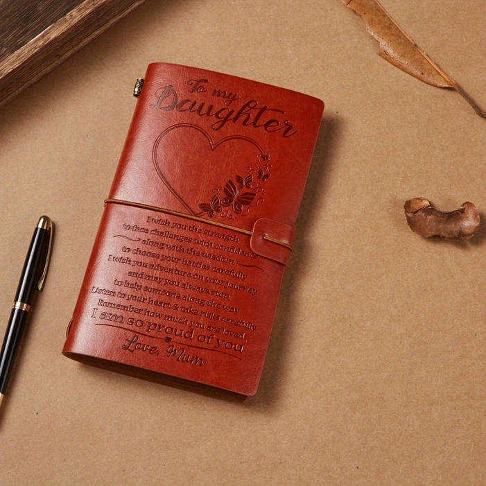Vintage Heart Message Embossed Journal with Wrap Closure