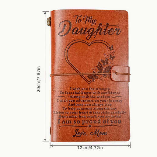 Vintage Heart Message Embossed Journal with Wrap Closure