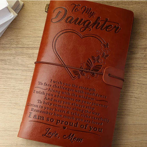 Vintage Heart Message Embossed Journal with Wrap Closure