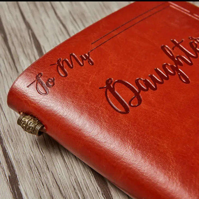 Vintage Heart Message Embossed Journal with Wrap Closure