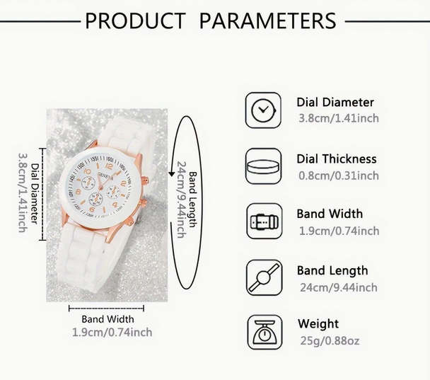 Watch and Bracelet Set - White and Rose Gold