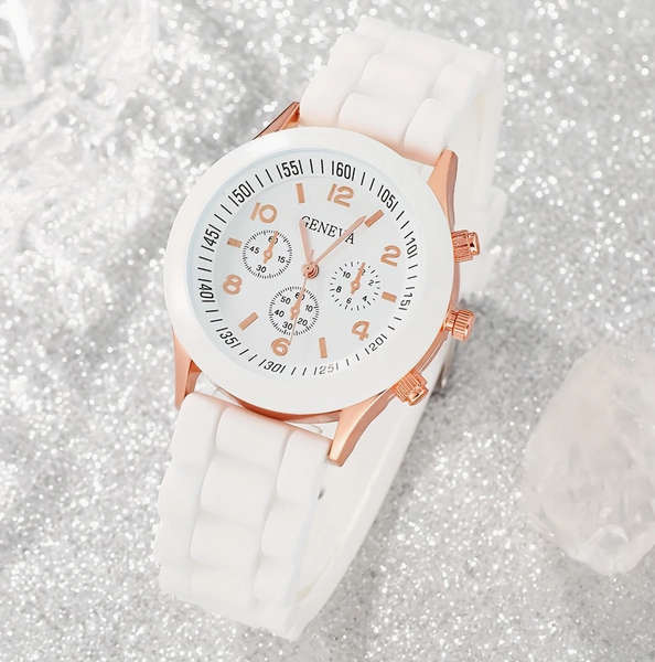Watch and Bracelet Set - White and Rose Gold