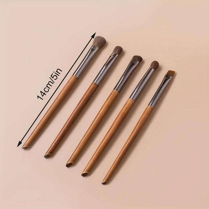 Vintage Style Makeup Bag with 5 PCS Birchwood Makeup Brush Set
