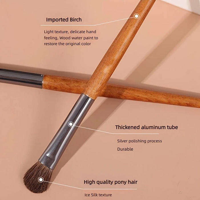 Vintage Style Makeup Bag with 5 PCS Birchwood Makeup Brush Set