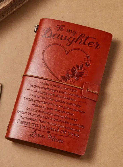 Vintage Heart Message Embossed Journal with Wrap Closure