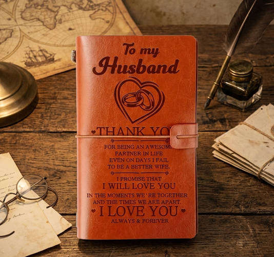 Vintage Message Embossed Journal with Wrap Closure