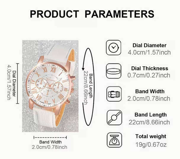 Watch and Bracelet Set - White and Rose Gold