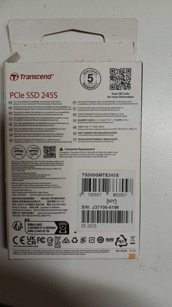 500gb Transcend PCIe Gen3 Nvme SSD