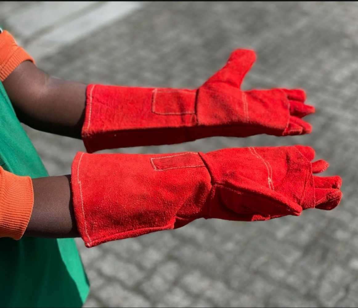 Long Leather Braai Gloves - Welders Heat Resistant Gloves