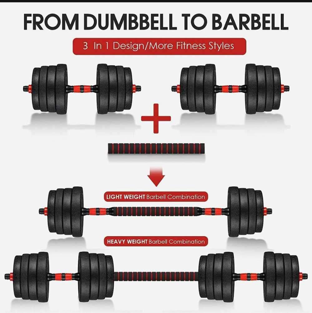 20kg Adjustable Dumbbell and Barbell Weights Set for Gym