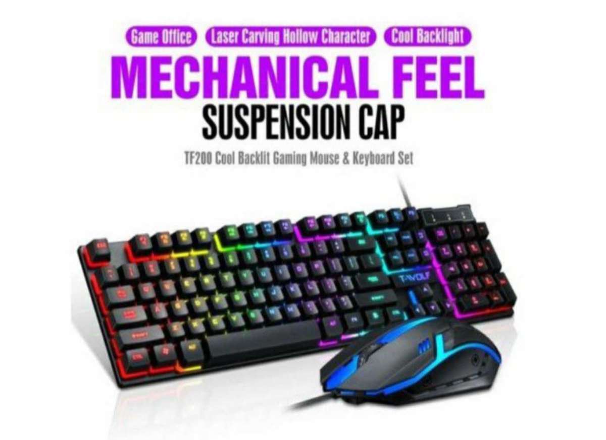 TF 200 Rainbow Backlit Game Keyboard And Mouse Set