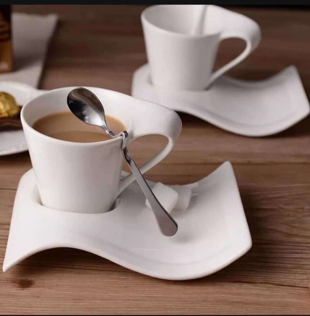 Elegant Wave Tea Set- 12 Piece Cup & Saucer