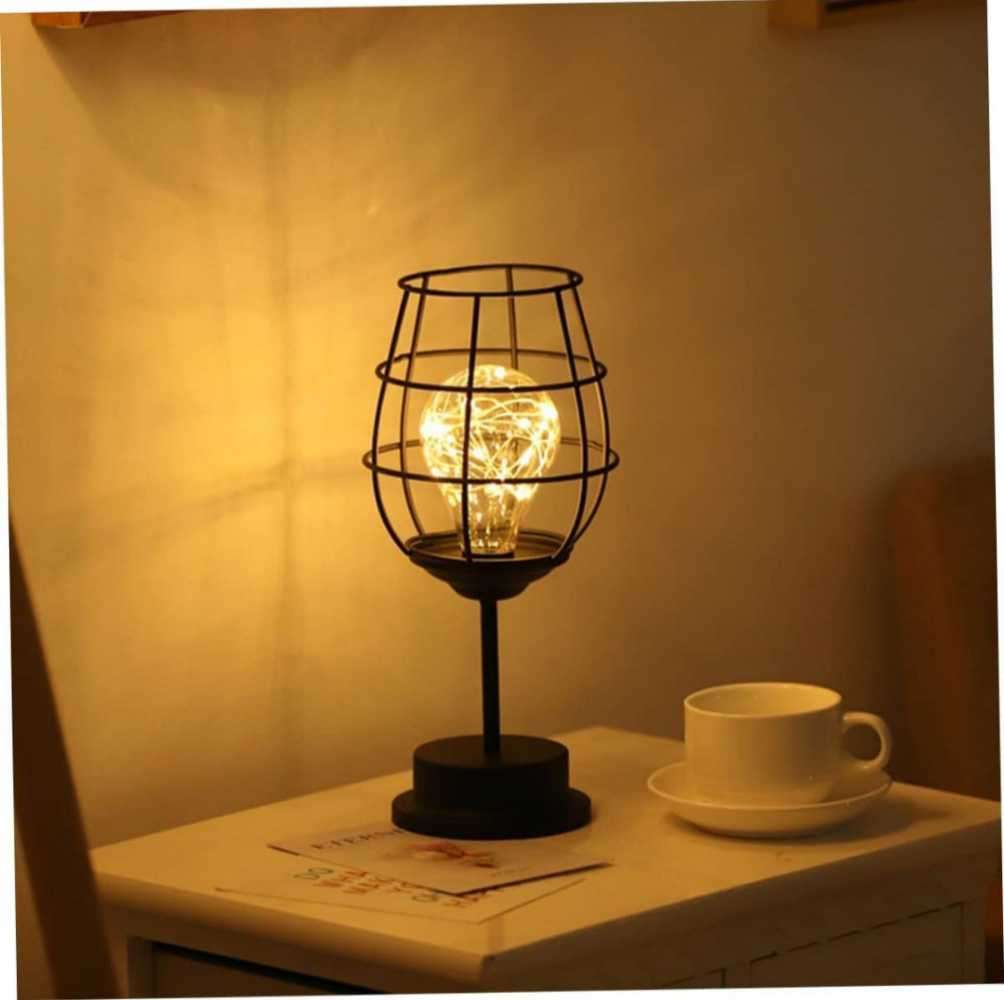 Iron Art Wine Glass Led Table Lamp Powered by Battery