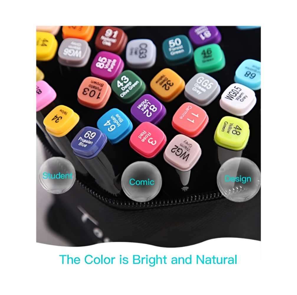 80-Piece Multi-Colored Portable Marker Pen Set with Carrying Bag