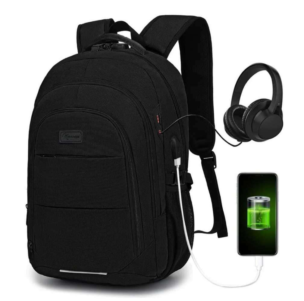 35L Laptop Backpack with USB Charging Port Waterproof For Travel/ Student