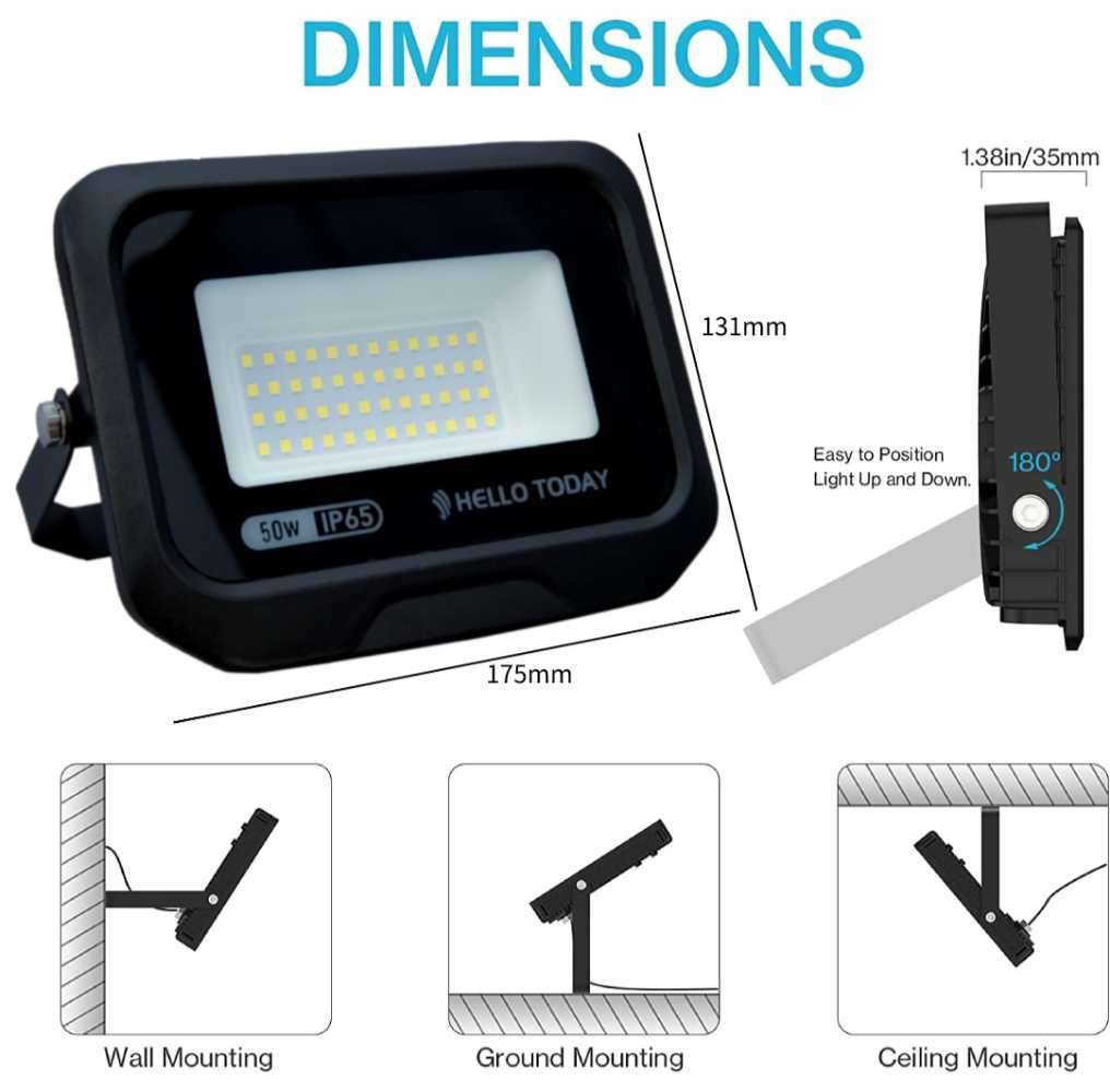 50W LED Flood Light Outdoor IP65 Waterproof Super Bright Lights