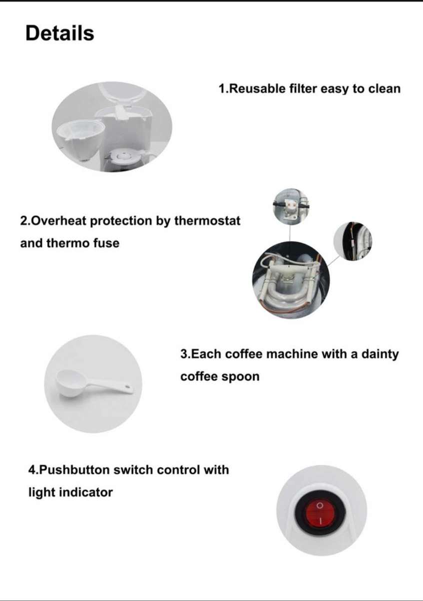 6 Cup Automatic Electric Drip coffee maker machine for home use 600ml