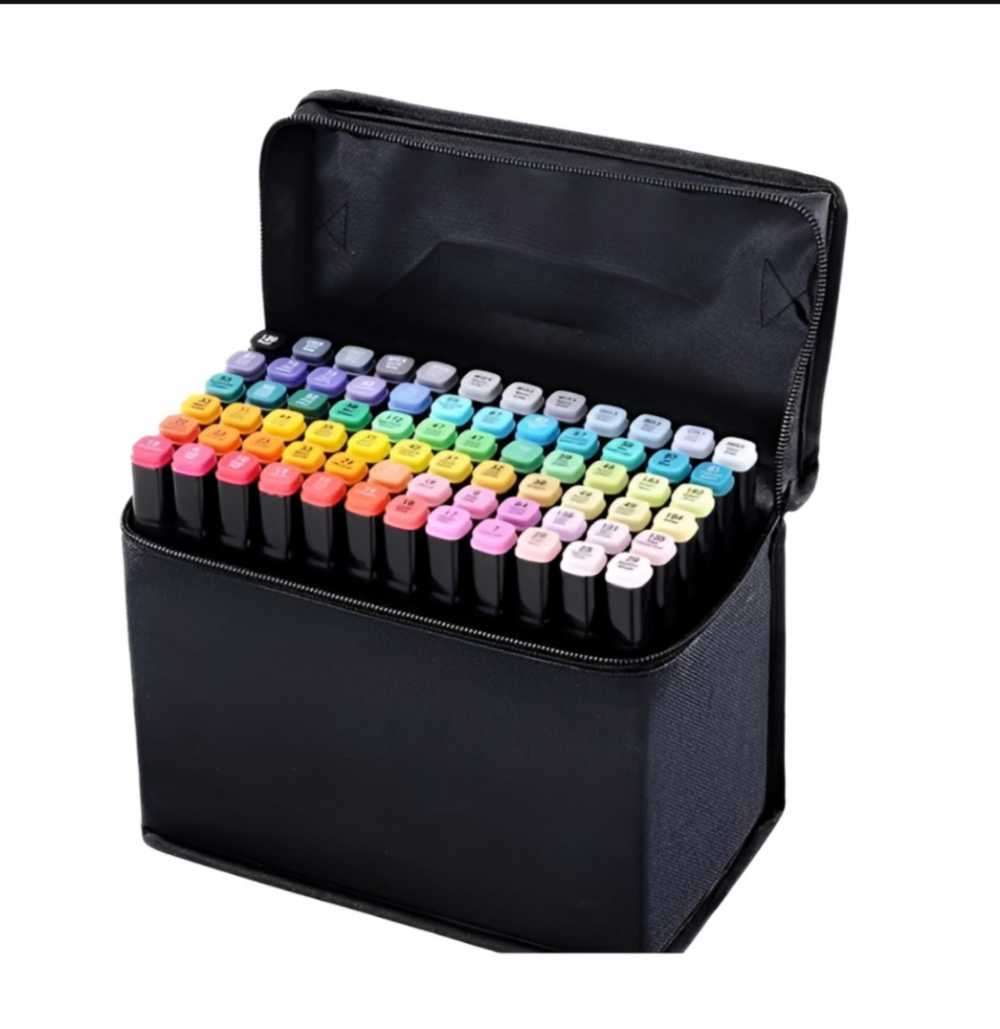 80-Piece Multi-Colored Portable Marker Pen Set with Carrying Bag