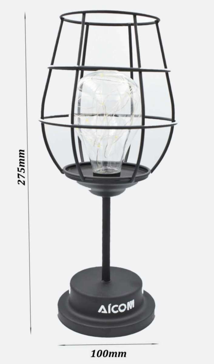 Iron Art Wine Glass Led Table Lamp Powered by Battery