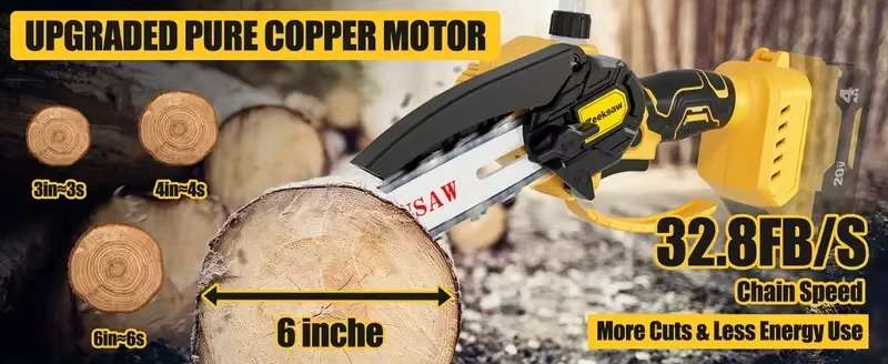 chainsaw 6Inch Rechargeable Battery Operated Chain Saw Electric Cordless Mini Handheld Chainsaws