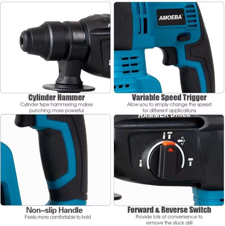 Cordless Brushless Electric  Variable Speed Hammer Drill Concrete Broken Hammer Rock Drilling